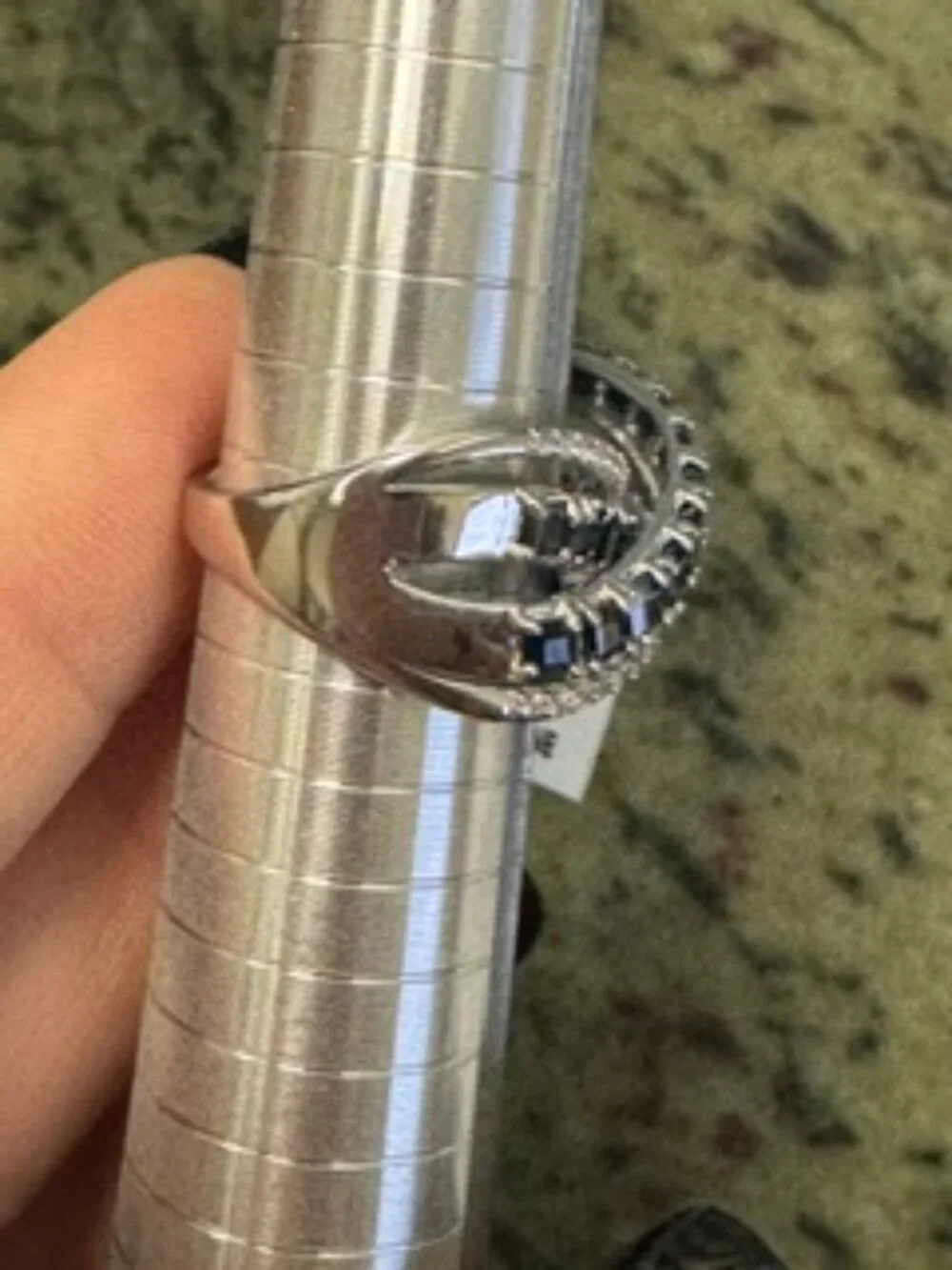 Genuine Sapphire 2.8 CTW Sterling Silver Crisscross Statement Ring Size 7 – NWT